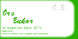 ors bukor business card